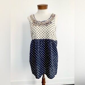 Free People-Polka Dot Blue Sleeveless Blouse Size S👗